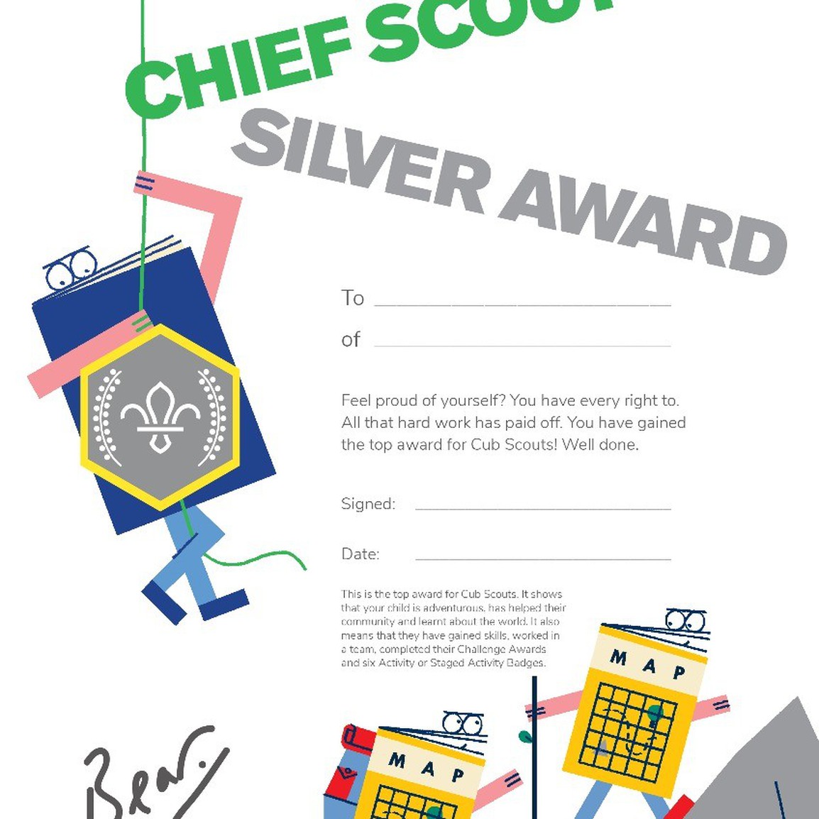 CS Silver Award Certificate (Pack of 10) Leicestershire Scout Shop